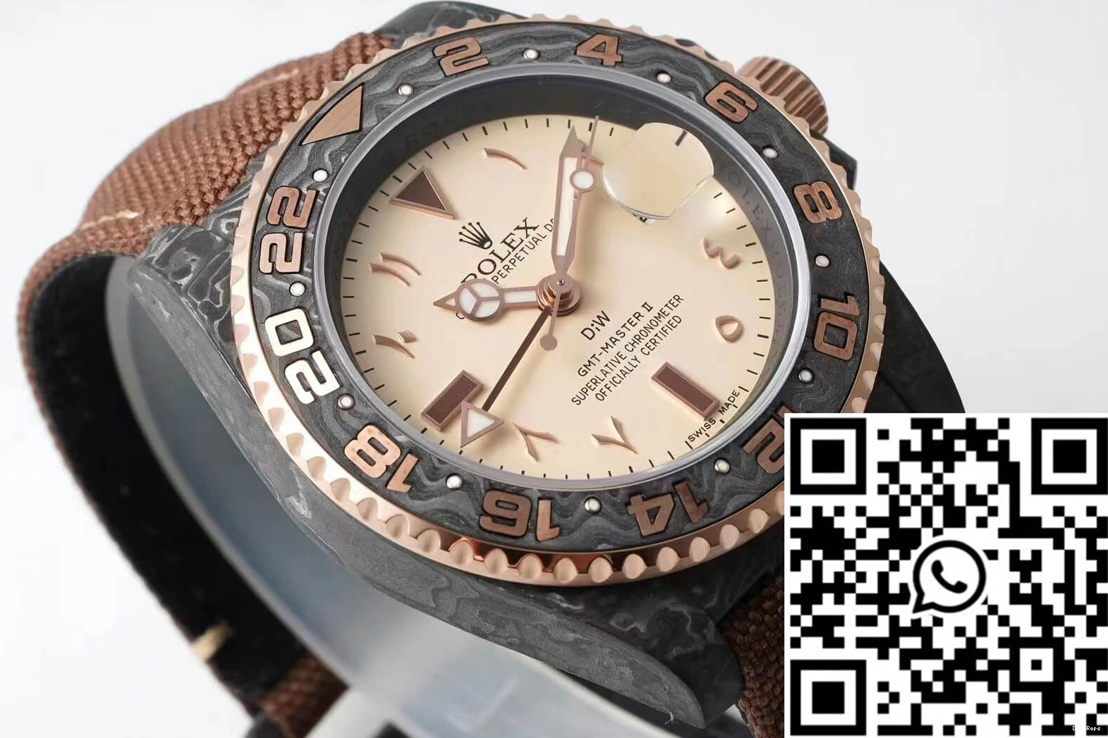 II Fiber Rolex Brown GMT-MASTER Fabric Carbon Strap Diw 0816